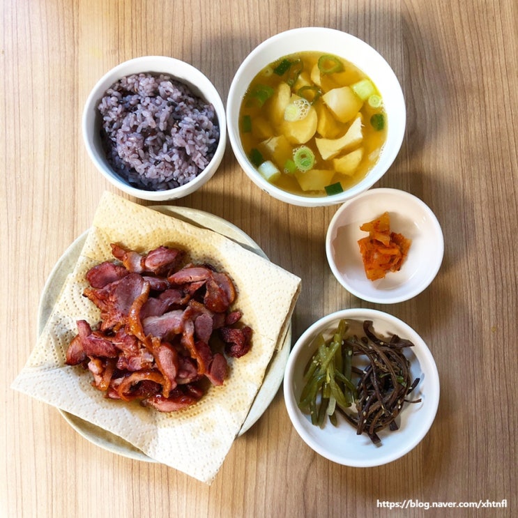  아침밥, 저녁밥, 새우튀김,홍가리비