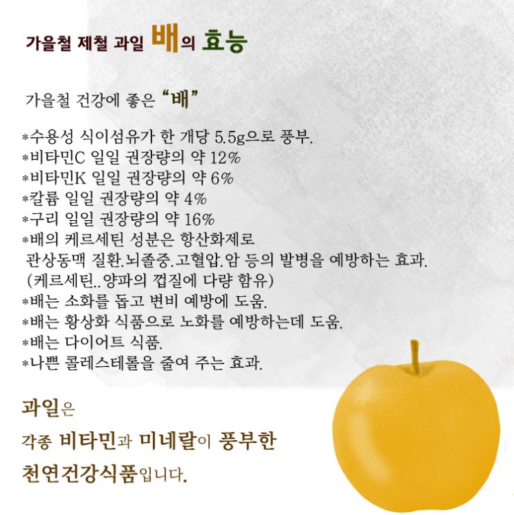  가을철 건강에 좋은 배의 효능