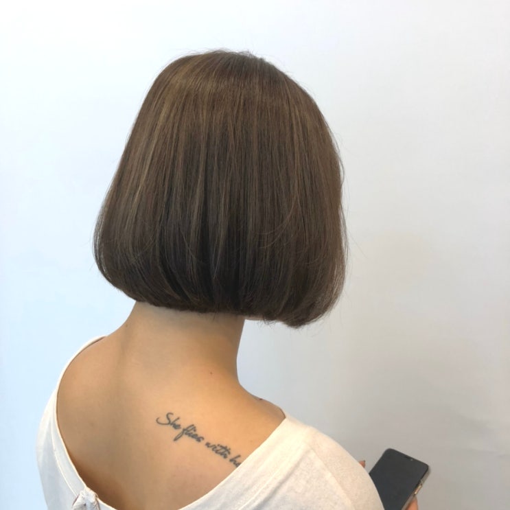  하이라이트 염색 베이지브라운 컬러 완성하다