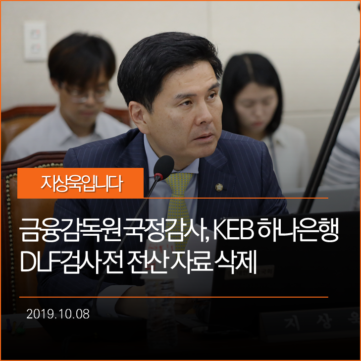 금융감독원 국정감사, KEB하나은행 'DLF 검사'전 전산 자료 삭제