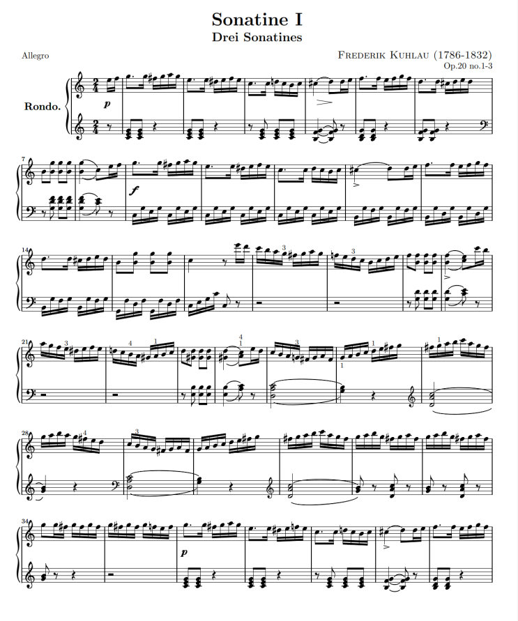 소나티네 악보 Kuhlau  Sonatine 1 - Rondo Op.20 No.3