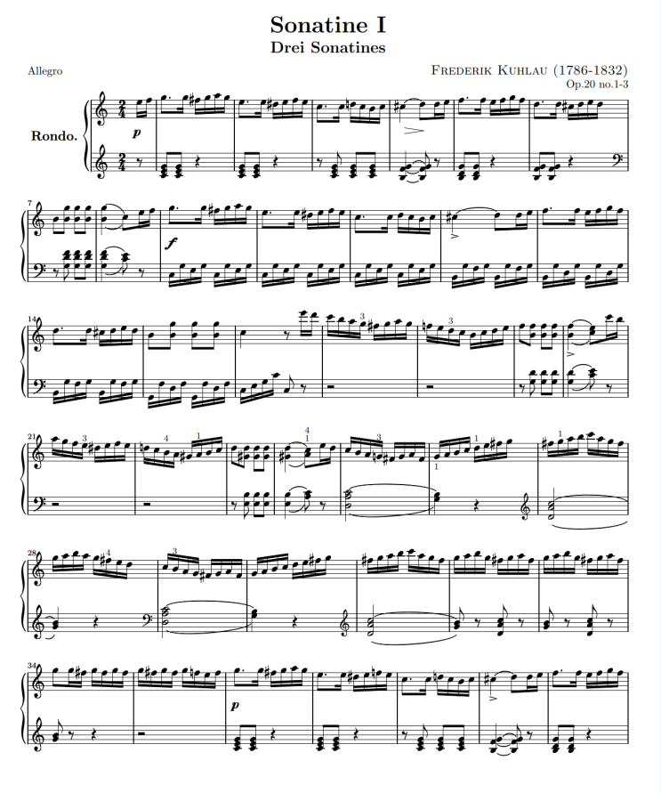 소나티네 악보 Kuhlau Sonatine 1 - Rondo Op.20 No.3 소나티네 악보 Kuhlau Sonatine 1 - Rondo Op.20 No.3