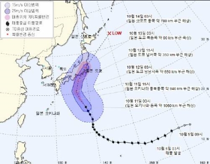  제19호태풍 하기비스 일본으로 가네요...