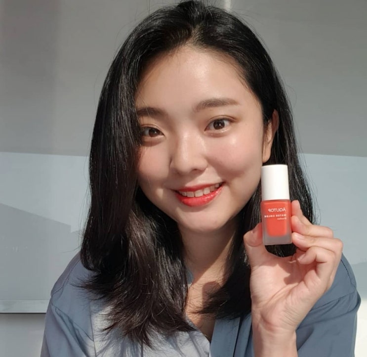  (촉촉한 블러셔추천) 아쿠탑워터컬러블러셔 레드오렌지 색상 발색샷