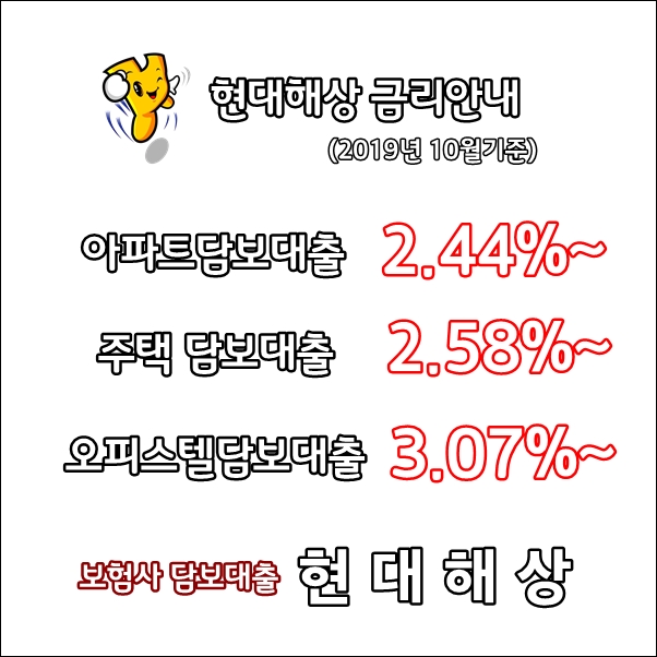 현대해상 아파트 담보대출 - 보험 기가입자들 금리할인 정보, 최저고정금리 2.44%로 진행하기