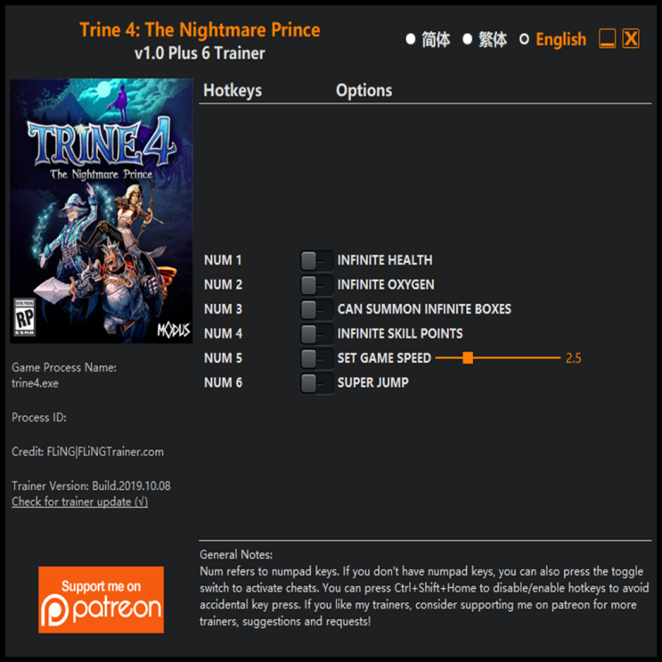  191009 트라인 4 악몽의 왕자 트레이너 (Trine 4 The Nightmare Prince v1.0 +6)3DM