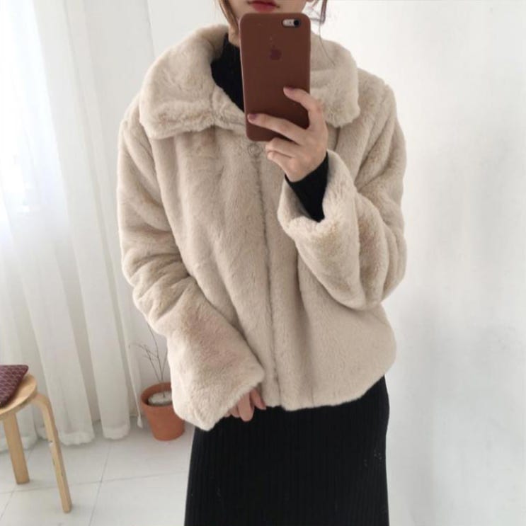  나우먼트 소프트냐옹 페이크퍼 프론트카라넥 숏자켓
