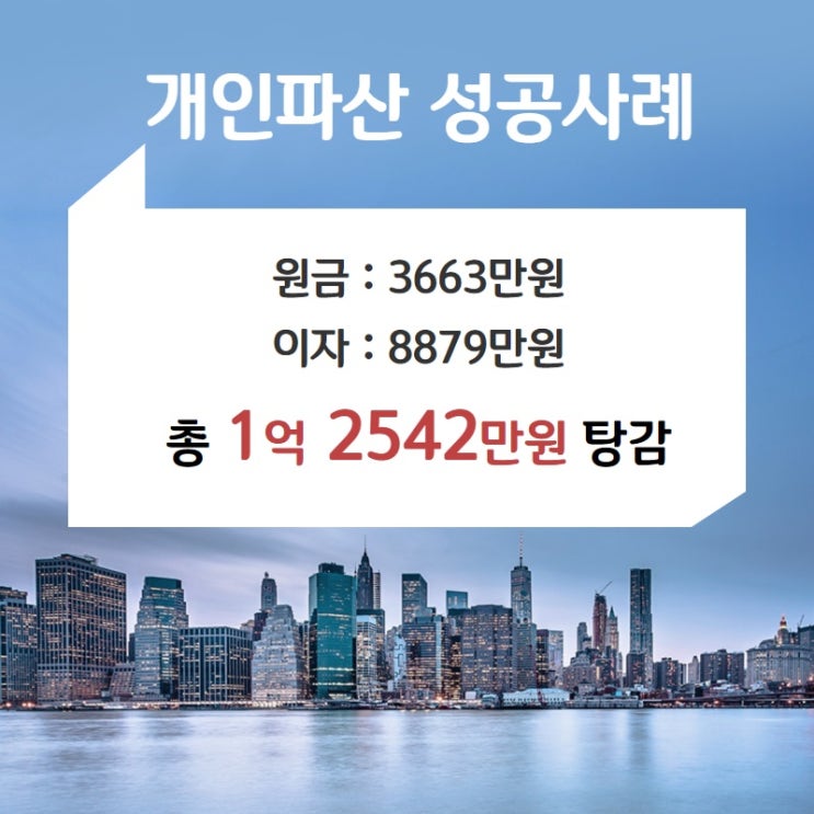  서울 개인파산성공사례 - 총 1억 2542만원 면책