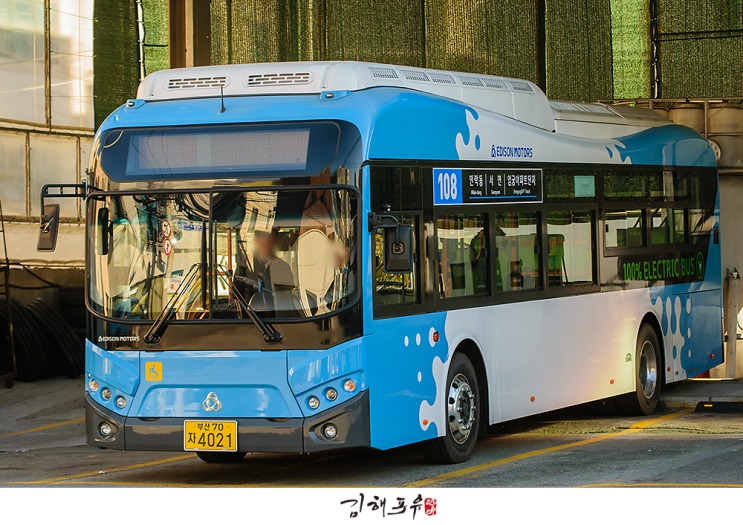  [부산/시내] 오성여객 108번 E화이버드 PIEV 전기버스 4021호.