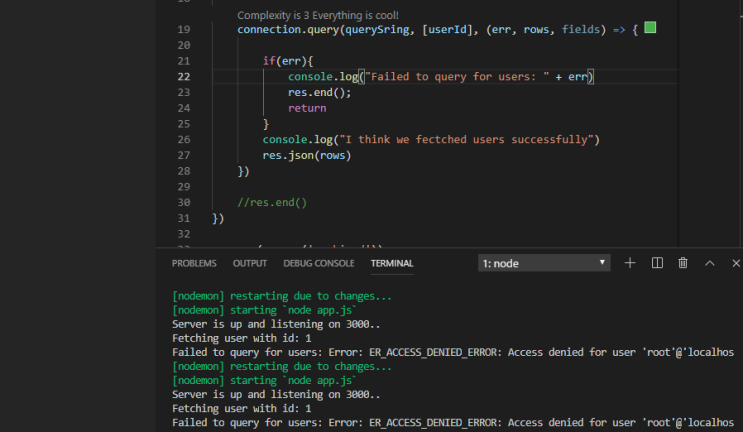  node.js MySQL ER_ACCESS_DENIED_ERROR