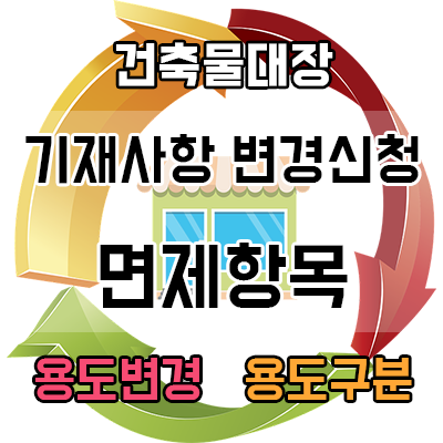 건축물 용도변경 중 건축물대장 기재사항 변경신청 그리고 면제항목