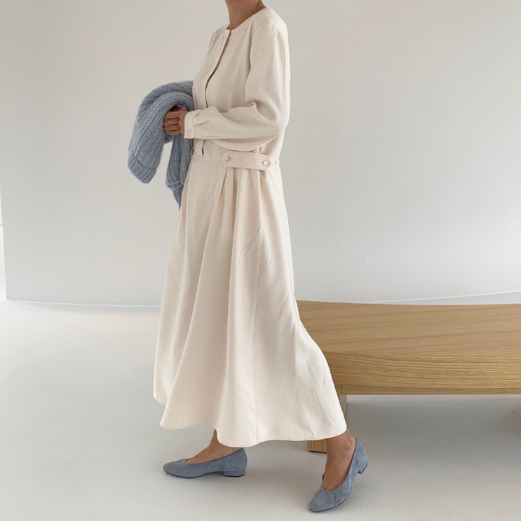  moodndress 벨티드롱원피스 아이보리원피스 블랙원피스 차분한여성스러운원피스 가을코디 마켓 데일리룩