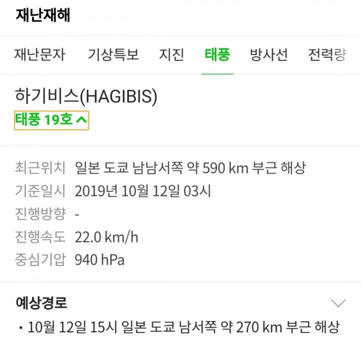  제 19호 태풍 하기비스