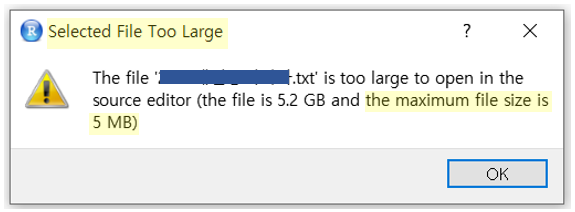  [R] Selected File Too Large 해결 / 대용량 파일 읽는 방법