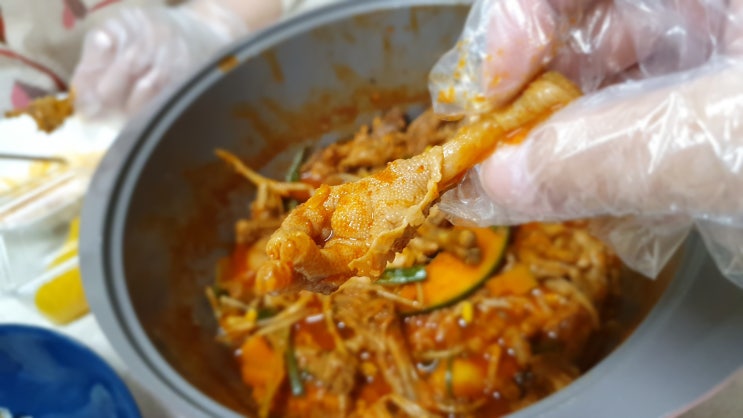  다산신도시 국민닭발 배달시켜먹기 (주먹밥은 셀프)