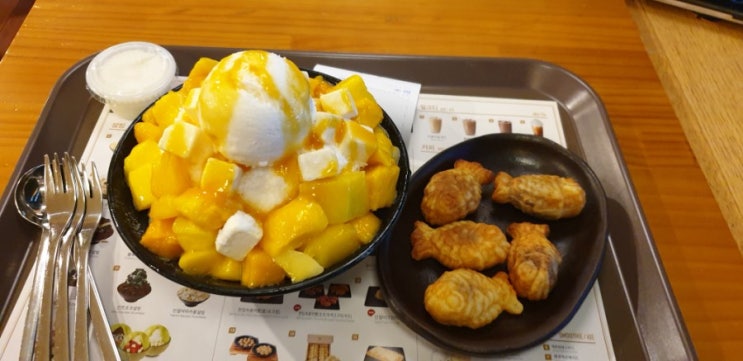 [설빙부평점] {애플망고치즈빙수} 맛있게 먹고왔어요~ 홀 넓고 쾌적해요