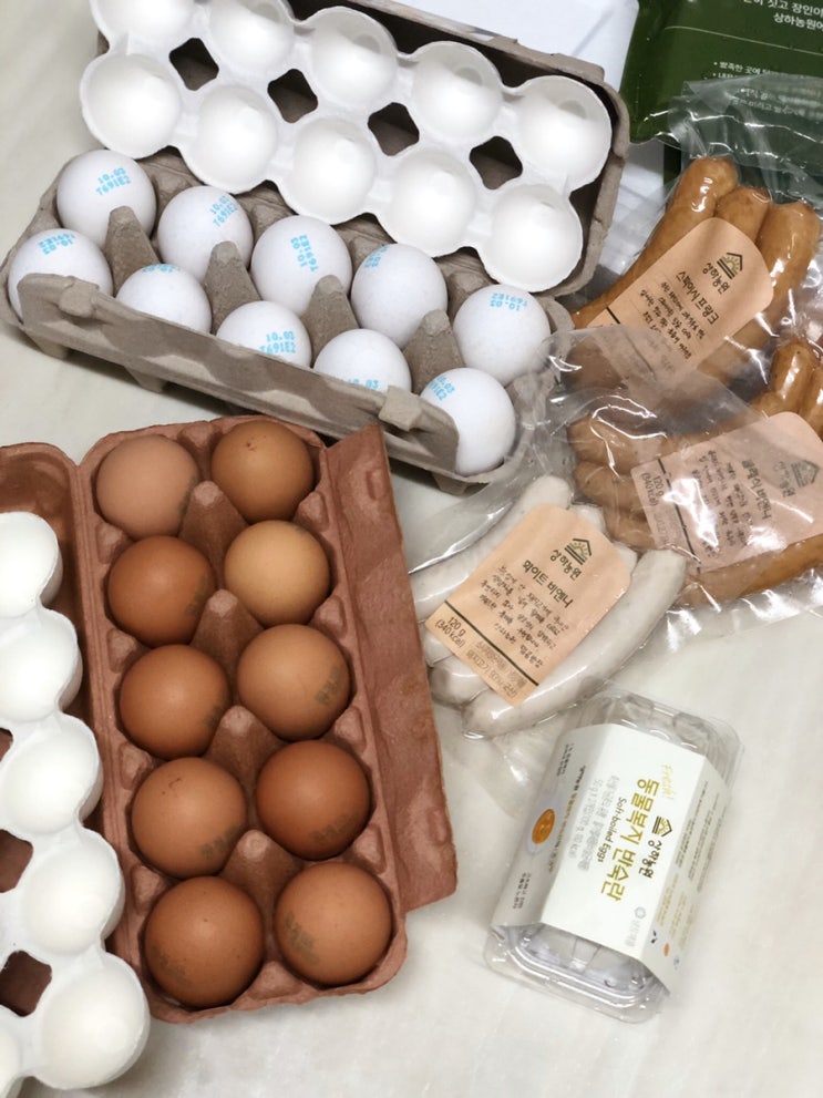 [식품] 상하농원, 주말 아침으로 달걀과 소시지
