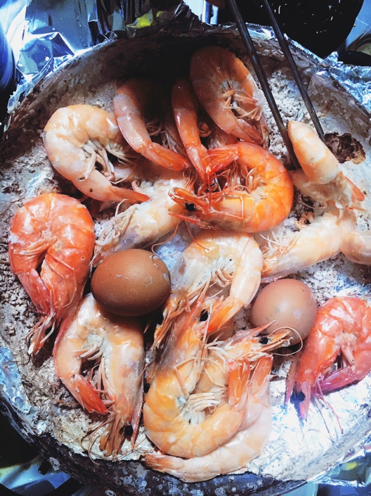  해남 춤추는 산오징어 왕새우구이 전어 포장마차에서 한잔 찌클어뻔지