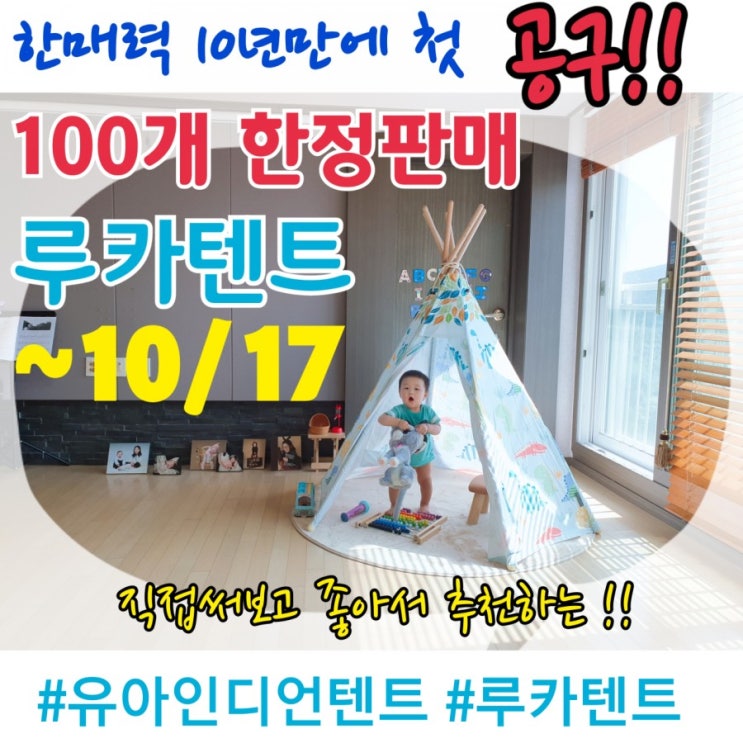 루카텐트 유아인디언텐트 공구 (~10/17) 직접써보고 감동해서 100개만 한정으로 진행합니다.