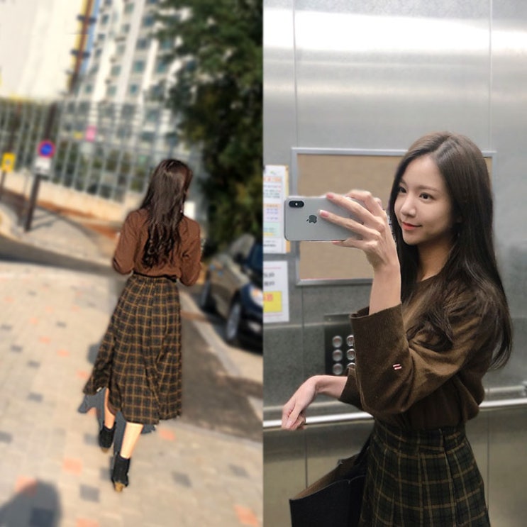  20대여성의류 모던쇼핑몰에서 산 가을 체크 스커트