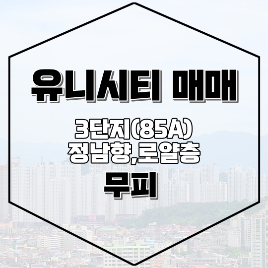  창원중동유니시티, 3단지 85A타입 로얄층 매매
