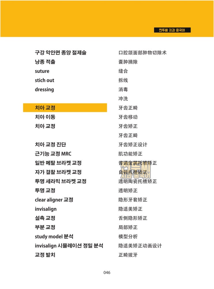  찐뚜씨 치과 중국어 15. 어휘_치과 치료 (4)