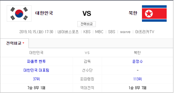  카타르 월드컵 예선 2차전 대한민국 VS 북한 일정 및 중계