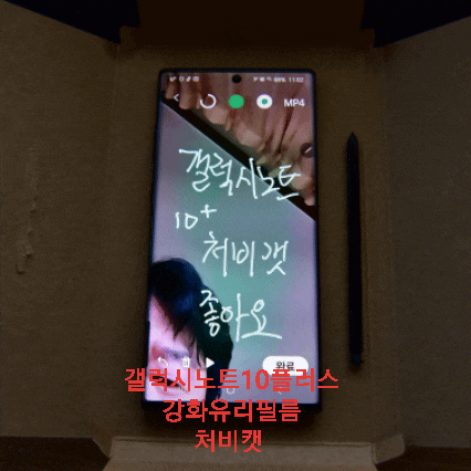  갤럭시노트10플러스 강화유리필름,핸드폰거치대로 활용이 가능한 처비캣