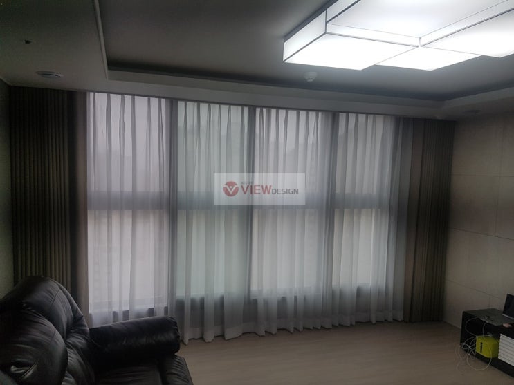  평택커튼 평택고덕파라곤44평 거실+안방  형상기억암막커튼 시공현장