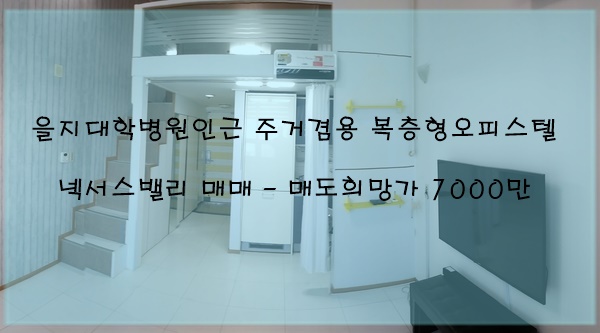  을지병원인근 복층형 오피스텔 풀옵션 매매 - 매도희망가 7000만
