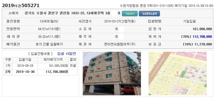  수원빌라경매 수원시 권선구 권선동 다세대주택
