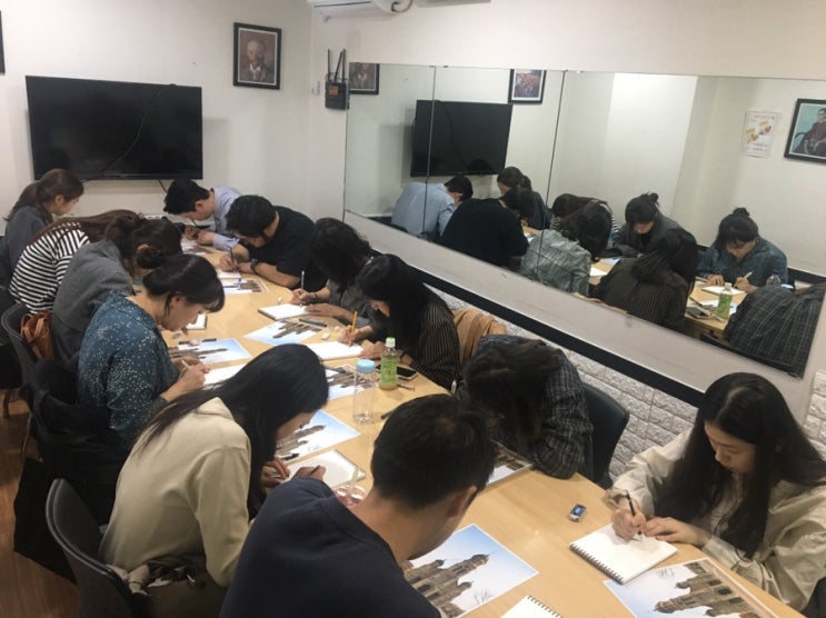  평범한 직장인의 여행 스케치 따라하기 드로잉 기초 수업 20기 강의 첫시간 후기 (펜드로잉 손그림 일러스트 시작하기 취미미술 레슨 강남역)