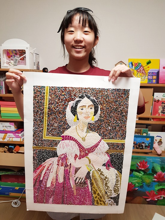  미술수업, 명화 모자이크, 초등학교 5학년