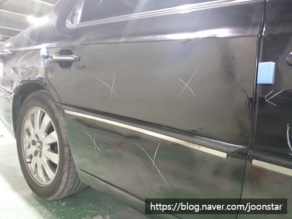  [인천판금도색]체어맨 조수석앞문,뒷문,뒤휀더,범퍼 자차 보험수리 하였습니다.