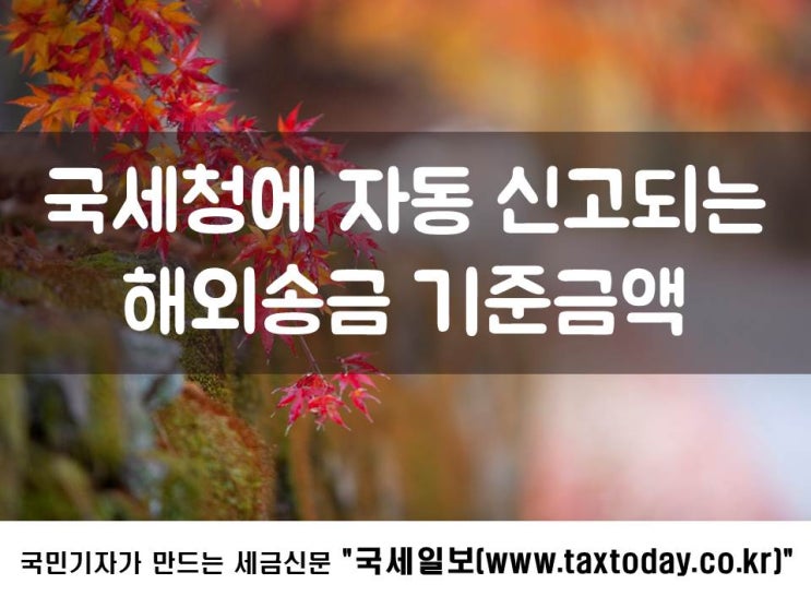  국세청에 자동 신고되는 해외송금 기준금액