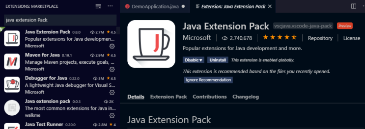 Visual Studio Code @4 Java spring boot 환경 만들기