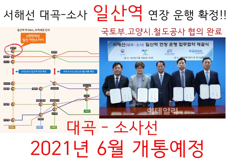  일산역 서해선 소사-대곡역-일산역 연장 개발호재 희소식