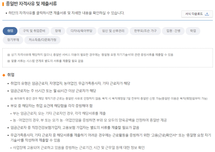  [보건복지부] 맞춤형 보육(취업/종일반 신청방법)