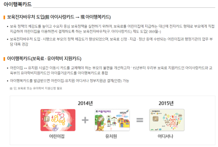  [보건복지부] 보육정책 (아이행복카드)