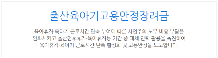 [복지로] 출산육아기고용안정장려금