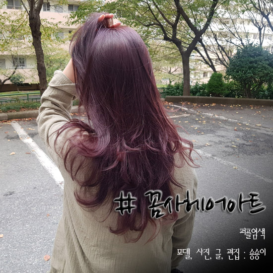 가야미용실 꼼사헤어아트 퍼플염색 했어요 