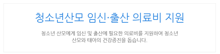  [아이사랑포털] 청소년산모 임신·출산 의료비 지원