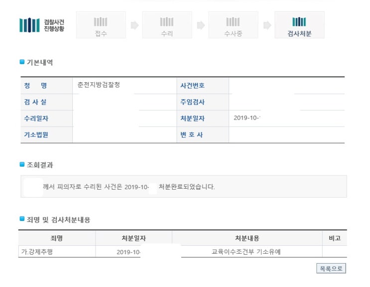  강제추행 기소유예 처분 사례입니다