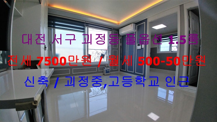  (대전 서구 괴정동) 괴정중, 괴정고 인근에 있는 신축 풀옵션 1.5룸 !! 전세 월세 모두 가능한 매물입니다 ^^
