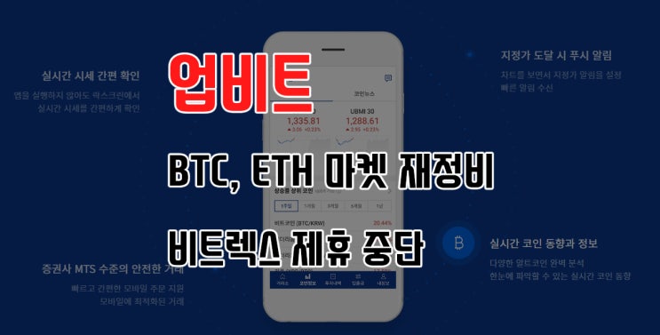  업비트 비트렉스 제휴 중단, BTC, ETH 마켓 일시 정지 시크릿 코인 이벤트 진행