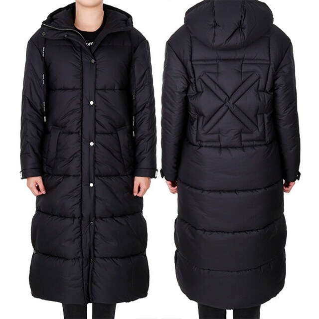  off white 오프 화이트 블랙 후드 다운 롱 패딩 자켓