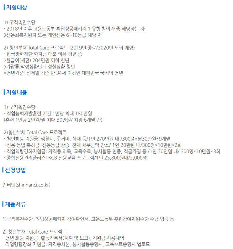  [복지로] [신한희망재단]저신용자 재기지원사업