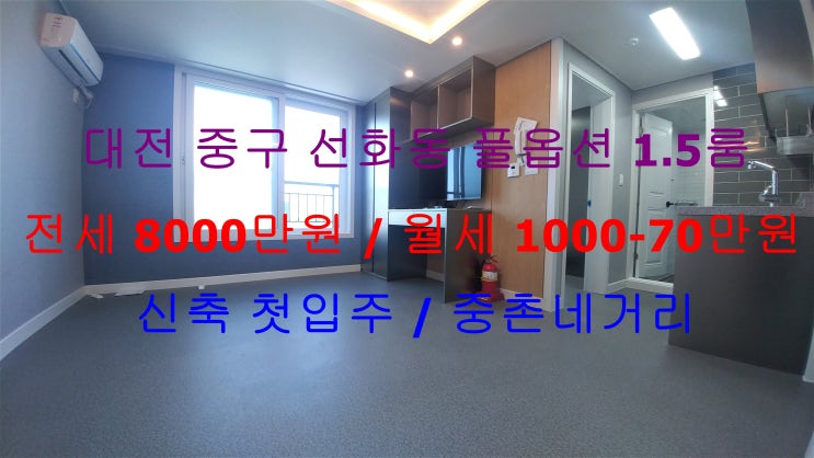  대전 중구 선화동 신축 첫입주 풀옵션 1.5룸! (투룸식원룸, 미니투룸) 중촌 네거리 인근에 있는 전세 월세 모두 가능한 매물입니다 ^^