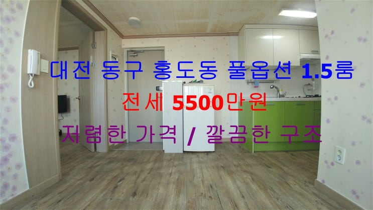  대전 동구 홍도동 깔끔한 구조의 풀옵션 1.5룸 (투룸식 원룸, 미니 투룸) !! 완전 저렴한 가격의 전세 매물입니다 ^^