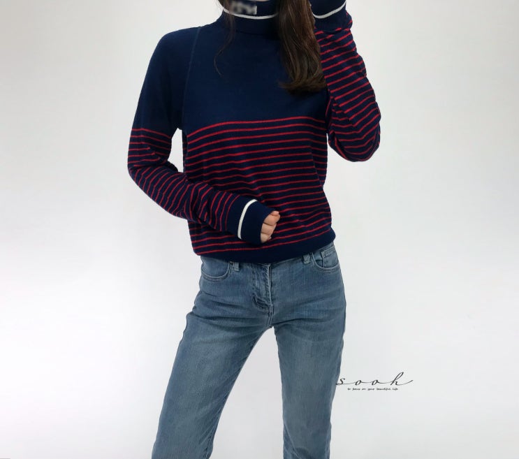  스트라이프 목폴라는 여성 폴라티로 N21처럼